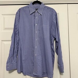 Jos. A. Bank Traveler’s Collection Plaid Button‎ Down Shirt Blue Size Large EUC